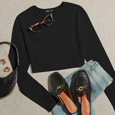 Однотонная короткая футболка Shein