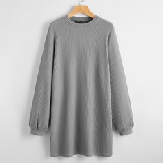 Однотонное платье со спущенным рукавом Shein