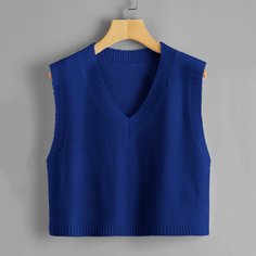 Однотонный жилет-свитер с v-образным воротником Shein