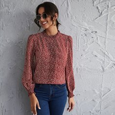 Топ с рукавом фонариком Shein