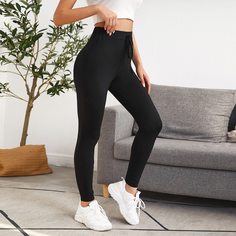 Однотонные леггинсы с узлом Shein