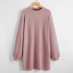Однотонное платье со спущенным рукавом Shein