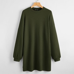 Однотонное платье со спущенным рукавом Shein