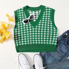 Трикотажный топ с узором "хаундстут Shein