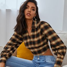Застежка шотландка Институтский Блузы Shein