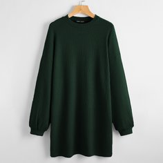 Однотонное платье со спущенным рукавом Shein