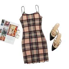 Облегающее платье размера плюс в клетку Shein