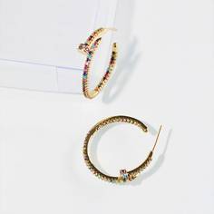 Позолоченные серьги-кольца с цирконом Shein