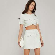 Юбка и короткий топ с карманом Shein