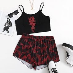 Животный Повседневный Пижама размер плюс Shein