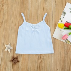 Однотонный топ со сборками для девочек Shein