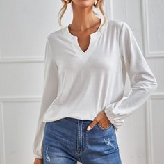 Асимметричный Одноцветный Повседневный Футболки Shein