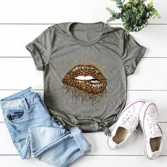 Леопардовый Повседневный Футболки Shein