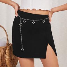 на молнии Одноцветный Сексуальный Юбки Shein