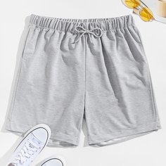 Мужские однотонные спортивные шорты на кулиске Shein