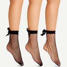 3 пары носки из сеточки с бантом Shein