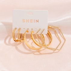 3 пары серьги-кольца в геометрической форме Shein