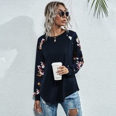 Футболка с цветочным принтом Shein