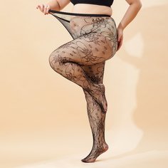 Колготки в сеточку с цветочным рисунком размера плюс Shein