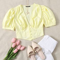 Асимметричный Одноцветный Бохо Блузы Shein