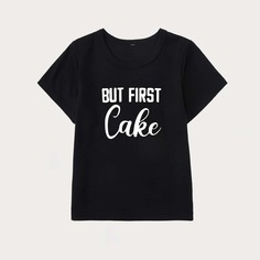 Лозунг Повседневный Футболки для маленьких девочек Shein