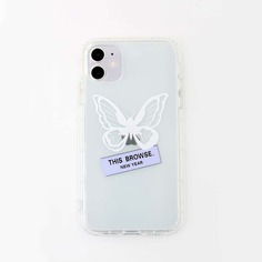 Прозрачный чехол для iPhone с принтом бабочки Shein