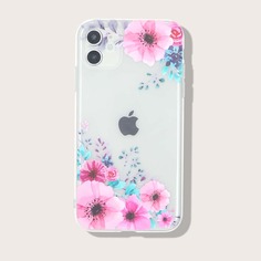 Прозрачный чехол для iPhone с цветочным принтом Shein
