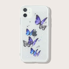 Прозрачный чехол для iPhone с принтом бабочки Shein