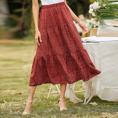 С оборками В горошек Бохо Юбки Shein