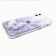Блестящий чехол для iPhone с бабочкой 3D Shein