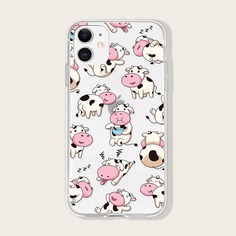 Прозрачный чехол для iPhone с принтом коровы Shein