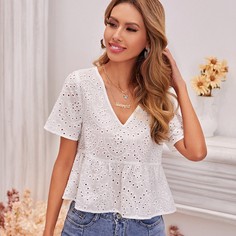 Блузка с ажурной вышивкой Shein