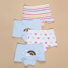 4шт нижнее белье с мультипликационным принтом для девочек Shein