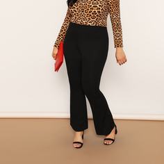 Размер Плюс Расклешенные Брюки С Эластичной Талией Shein