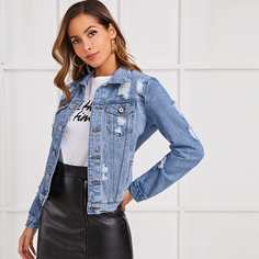 Рваная джинсовая куртка Shein