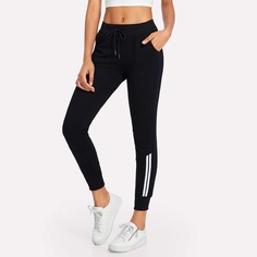 Спортивные Брюки На Кулиске С Полосатой Отделкой Shein