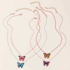 Ожерелье с подвеской бабочки для девочек 4шт Shein