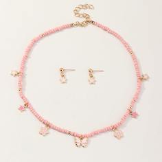 Серьги и ожерелье с подвеской бабочки, звезды для девочек 3шт Shein