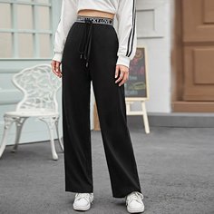 Широкие джоггеры с текстовым узором Shein