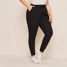 Однотонные брюки на кулиске размера плюс Shein