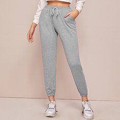 Однотонные короткие спортивные брюки на кулиске Shein
