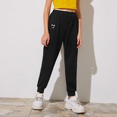 Спортивные брюки с мультяшным принтом для девочек Shein