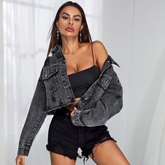 Рваная джинсовая куртка Shein