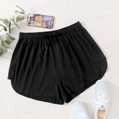 Однотонные шорты на кулиске размера плюс Shein