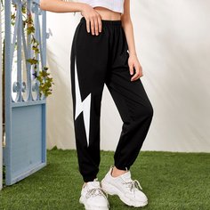 Спортивные брюки с принтом для девочек Shein