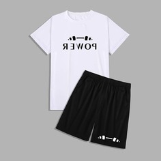 Чёрнобелые Спортивный Комплекты Мужского Спортивного Костюма Shein