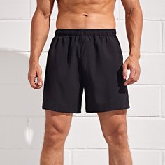 Чёрный Спортивный Мужские Спортивные Шорты Shein