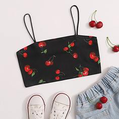 Короткий топ для девочек с вишневым принтом Shein