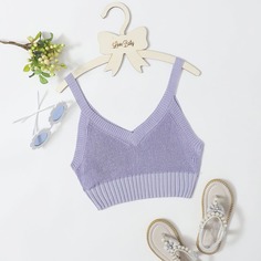 Однотонная вязаная майка для девочек Shein