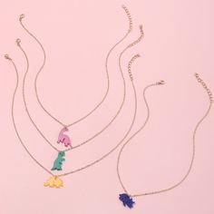 Ожерелье с динозавром для девочек 4шт Shein